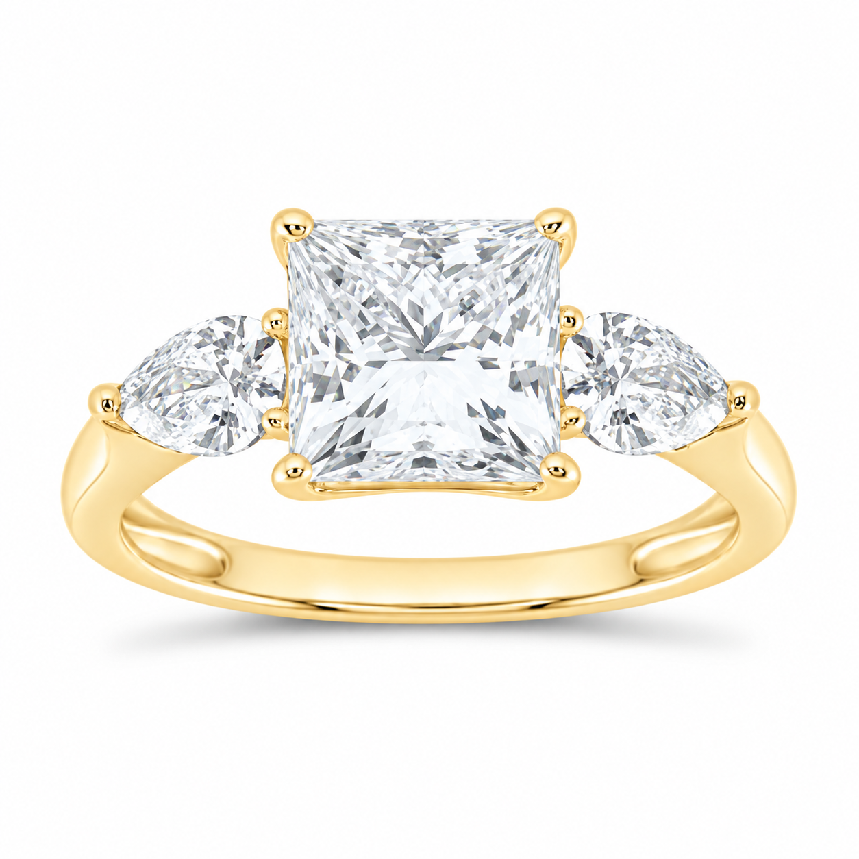 14K Yellow Gold 3 3/4 CTW Lab-Grown Diamond Princess Engagement Ring, photo 1