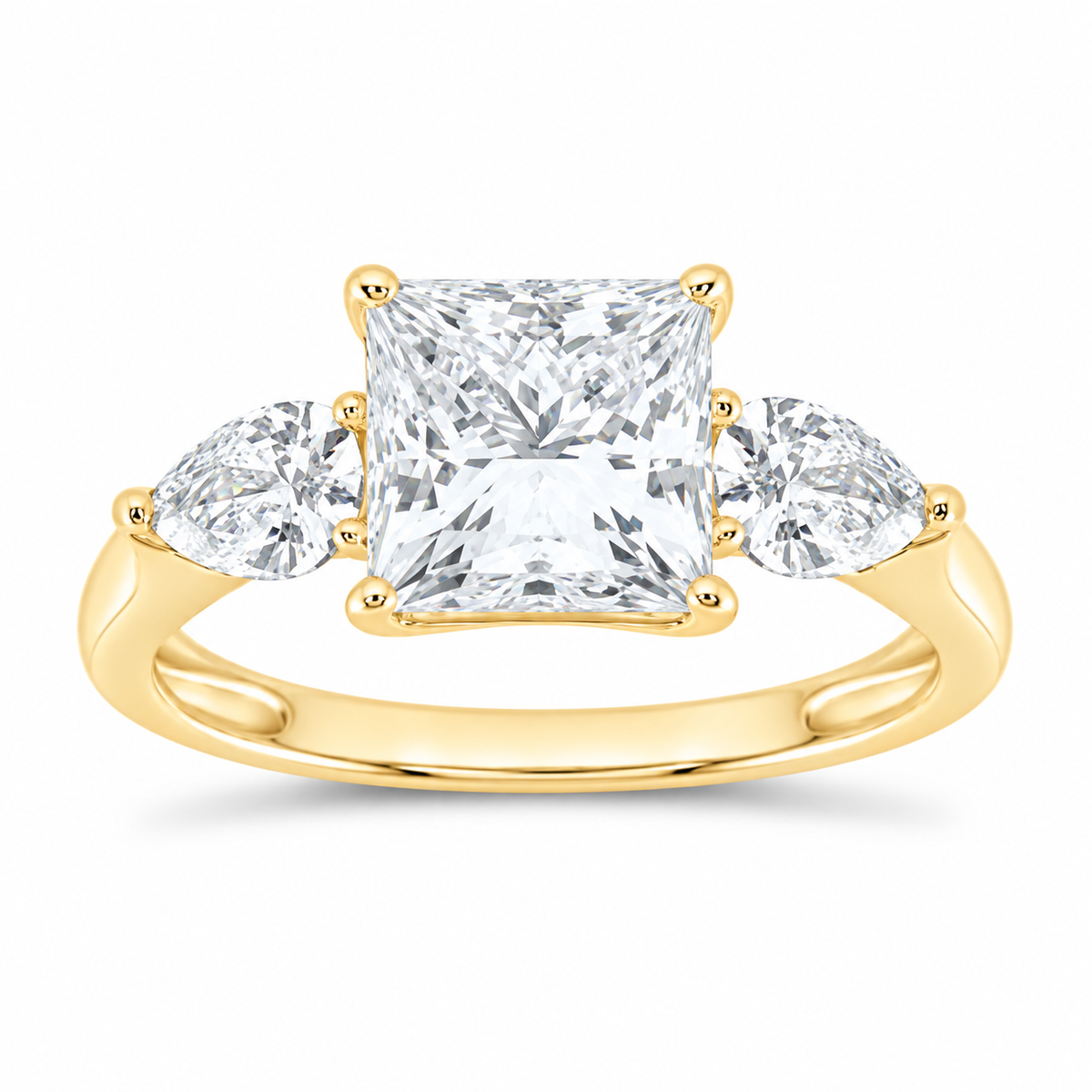 14K Yellow Gold 3 3/4 CTW Lab-Grown Diamond Princess Engagement Ring, photo 1