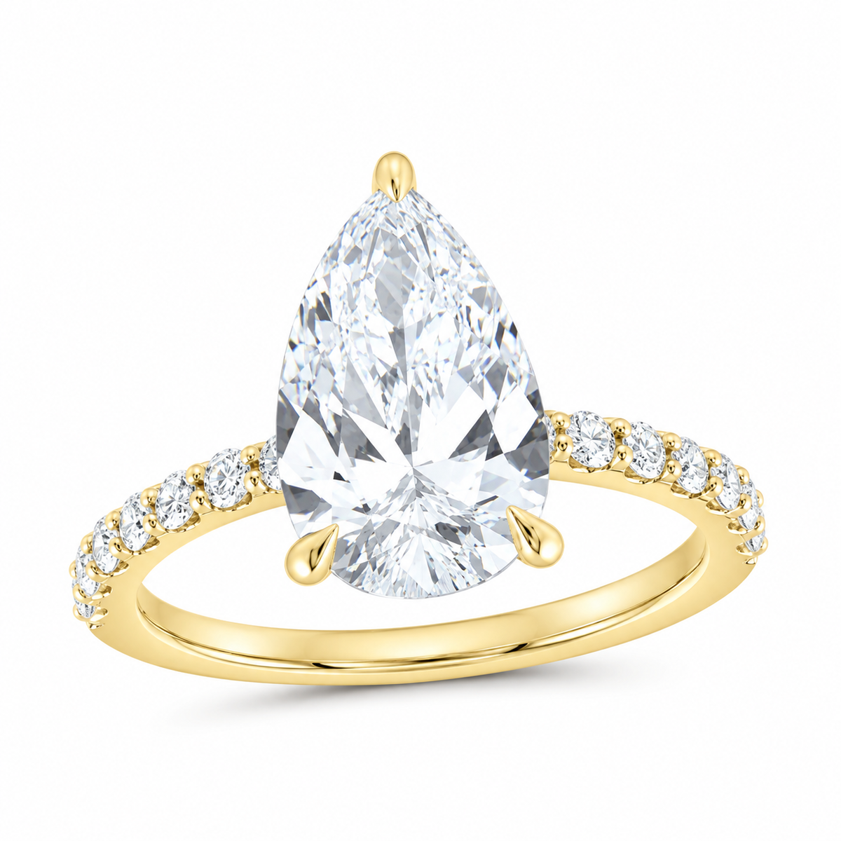 14K Yellow Gold 3 1/3 CTW Lab-Grown Diamond Pear Engagement Ring, photo 1