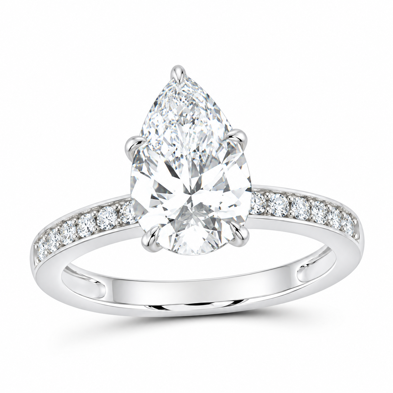 14K White Gold 3 1/4 CTW Lab-Grown Diamond Pear Engagement Ring, photo 1