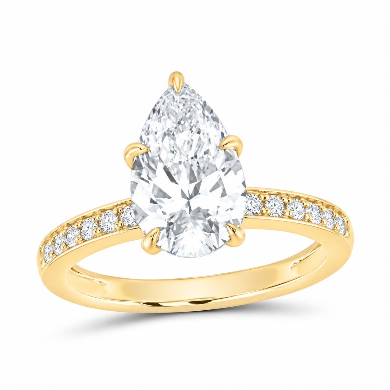 14K Yellow Gold 3 1/4 CTW Lab-Grown Diamond Pear Engagement Ring, photo 1