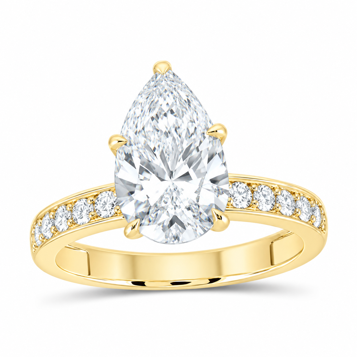 14K Yellow Gold 3 1/2 CTW Lab-Grown Diamond Pear Engagement Ring, photo 1