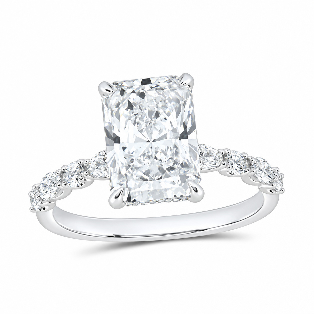 14K White Gold 3 1/2 CTW Lab-Grown Diamond Radiant Engagement Ring, photo 1