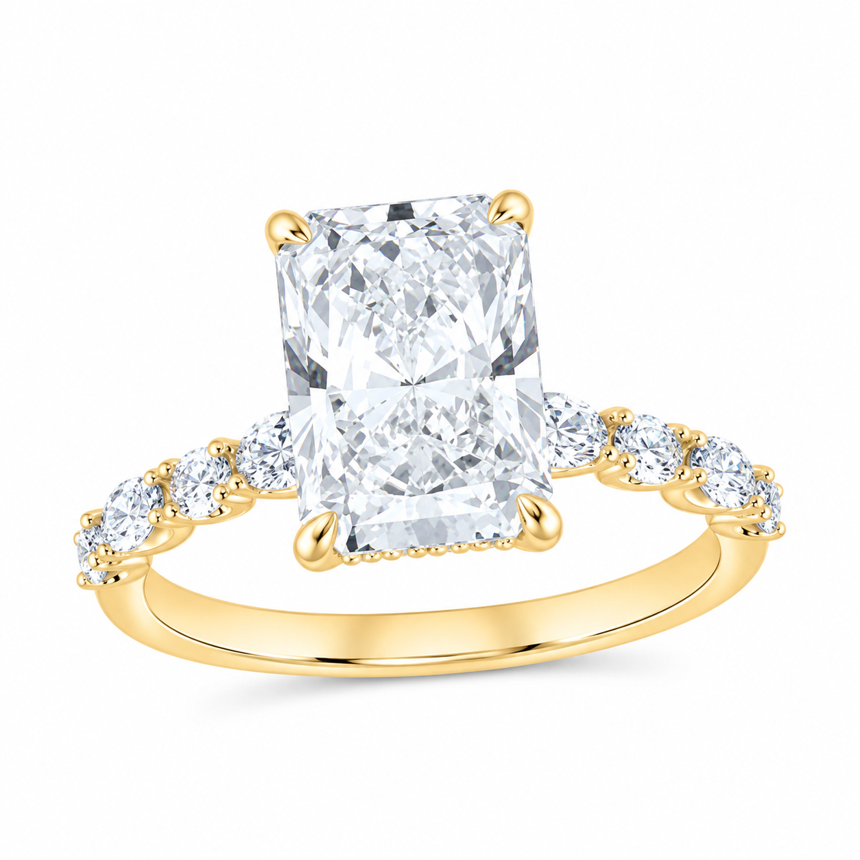 14K Yellow Gold 3 1/2 CTW Lab-Grown Diamond Radiant Engagement Ring, photo 1