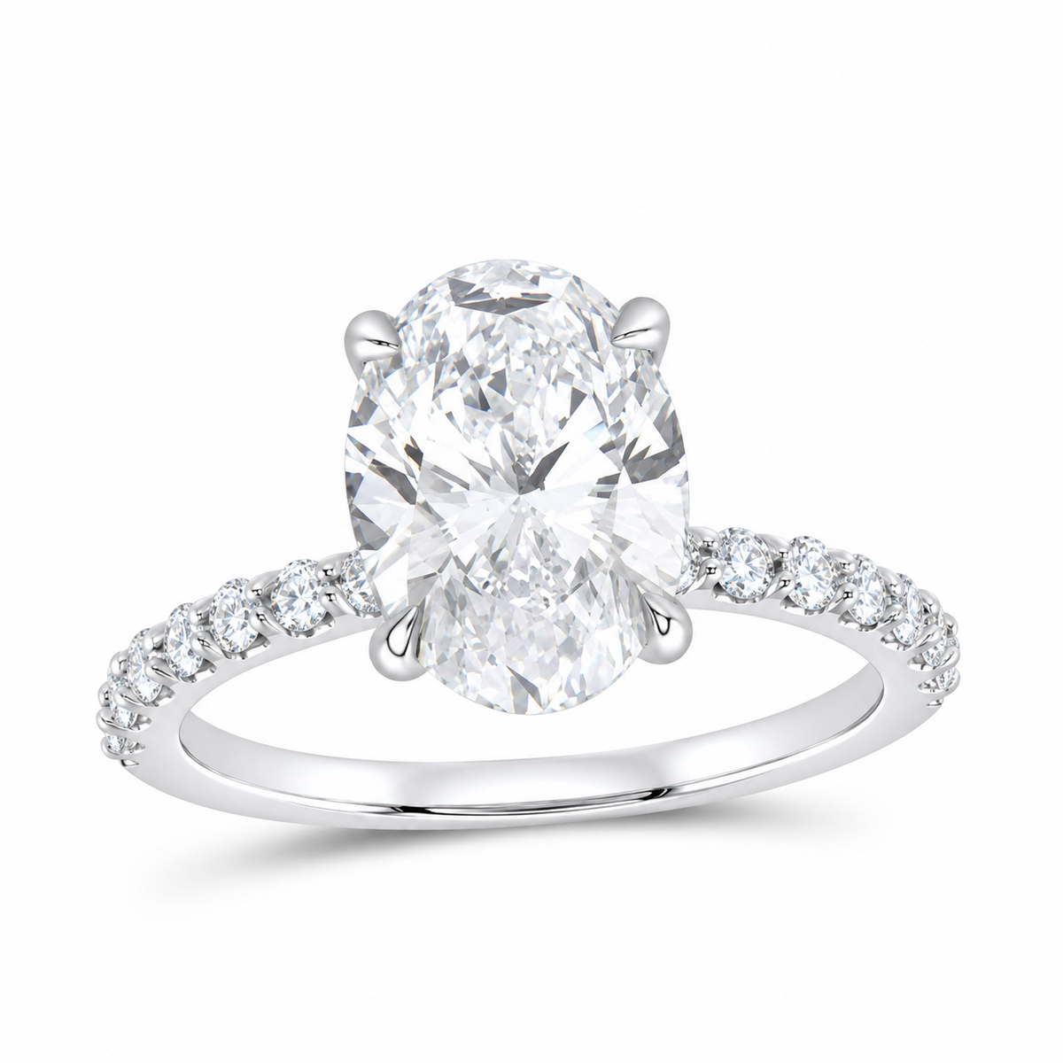 14K White Gold 3 1/3 CTW Lab-Grown Diamond Oval Engagement Ring, photo 1