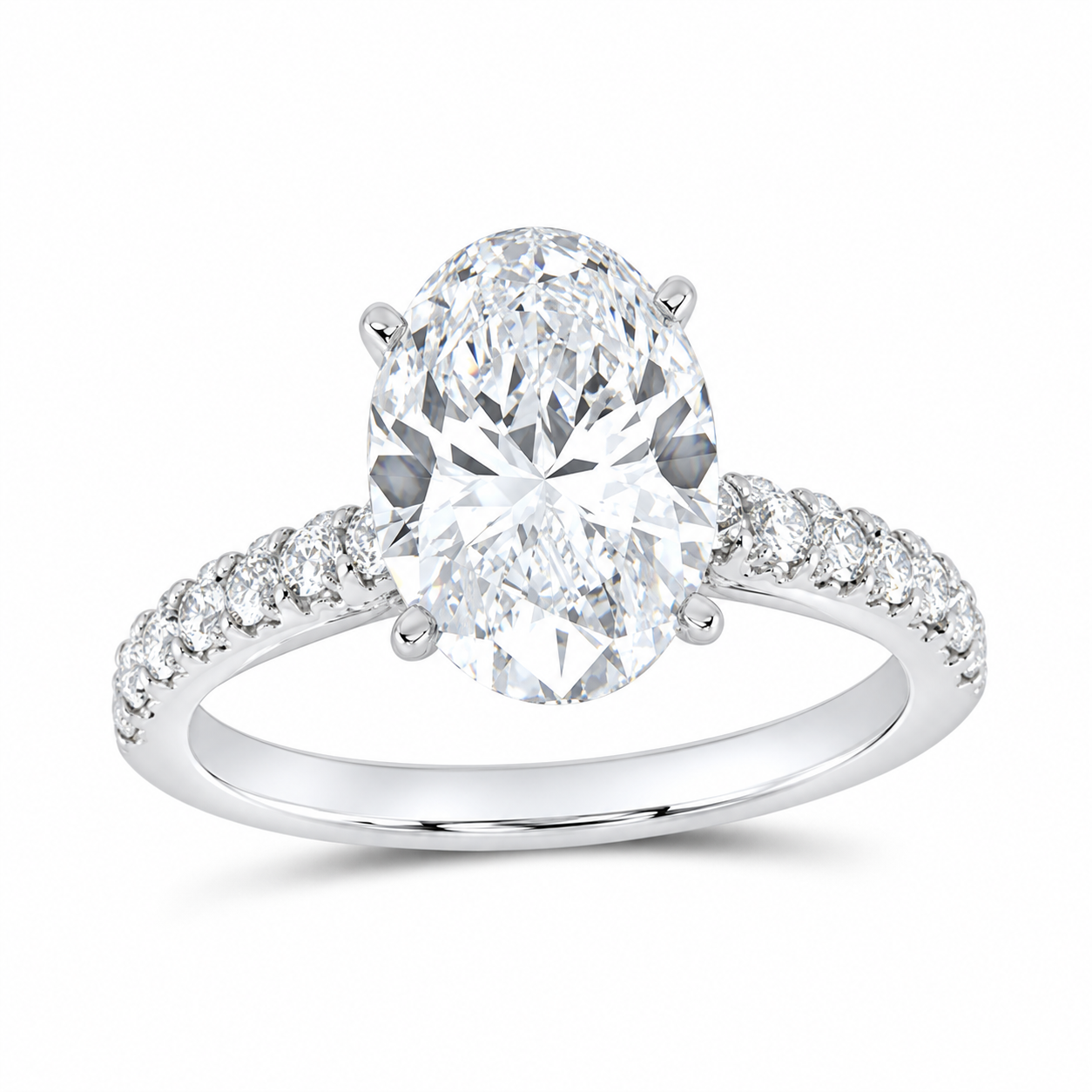 14K White Gold 3 1/2 CTW Lab-Grown Diamond Oval Engagement Ring, photo 1