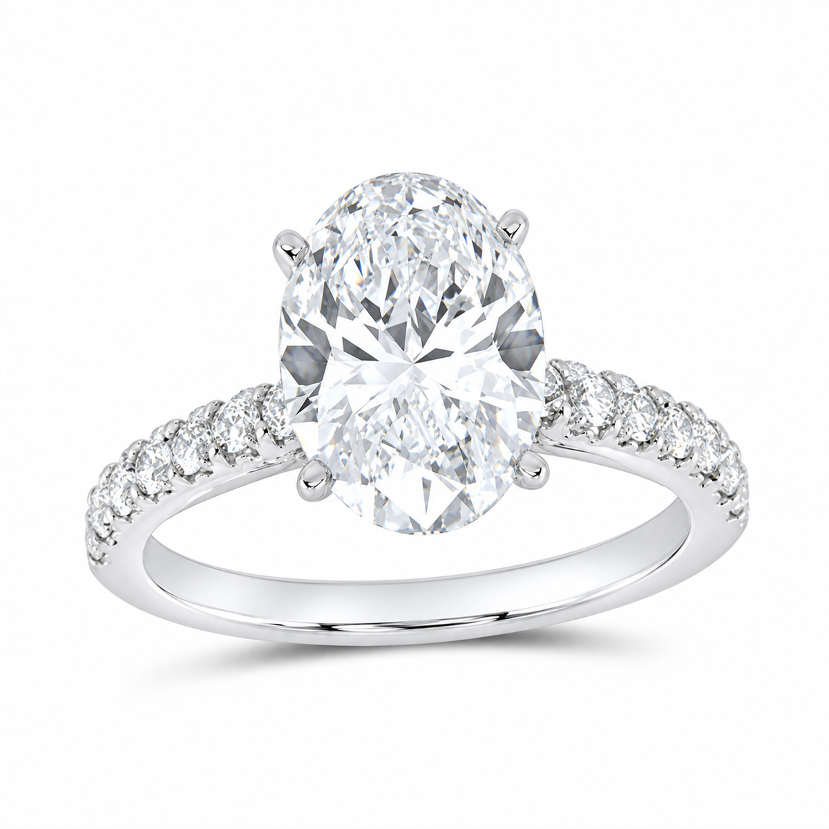 14K White Gold 3 1/2 CTW Lab-Grown Diamond Oval Engagement Ring, photo 1