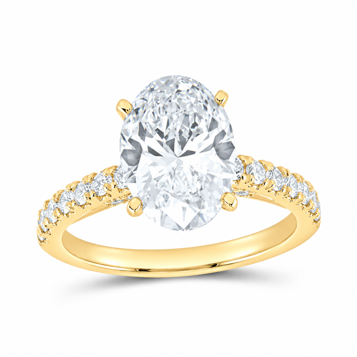 14K Yellow Gold 3 1/2 CTW Lab-Grown Diamond Oval Engagement Ring, photo 1