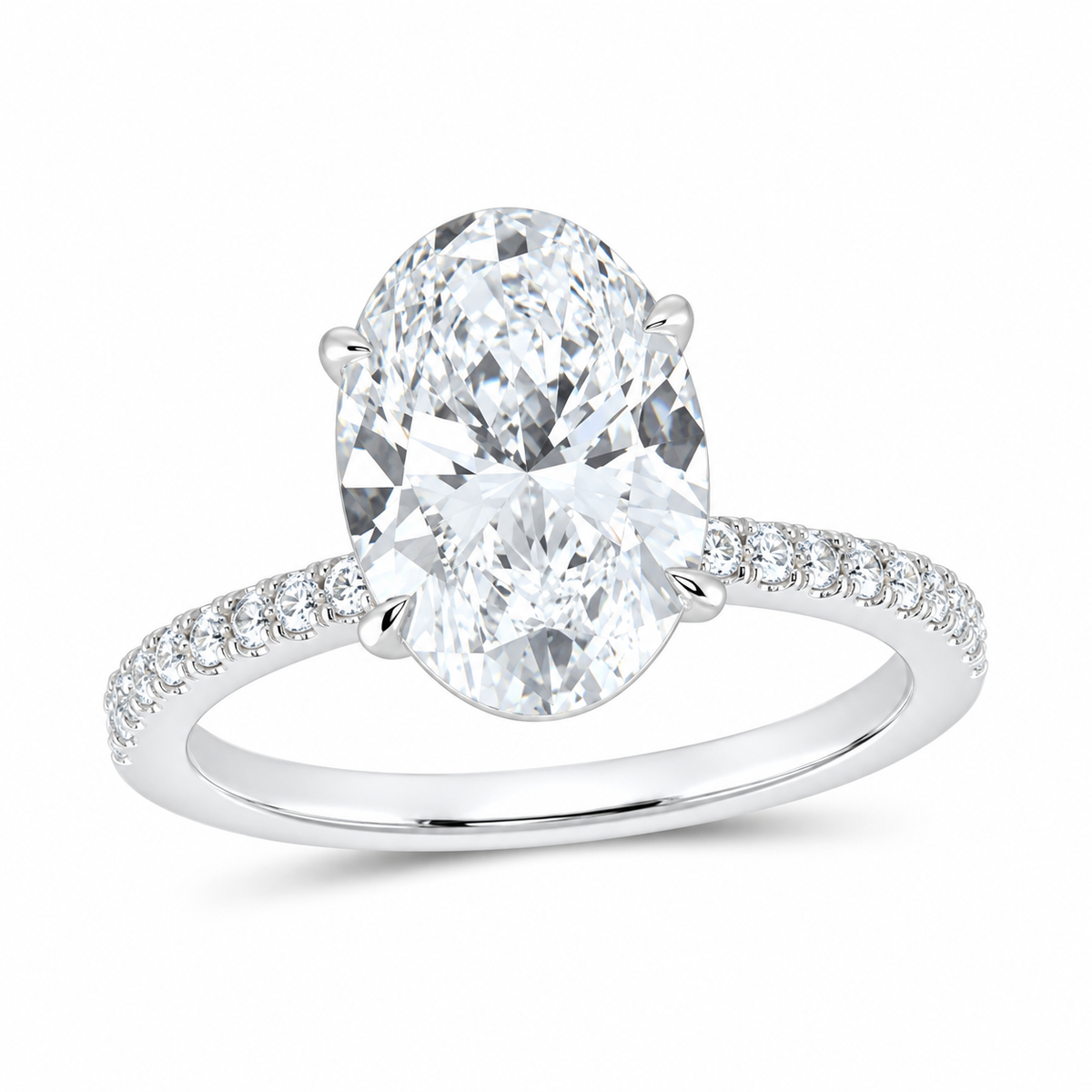 14K White Gold 3 1/4 CTW Lab-Grown Diamond Oval Engagement Ring, photo 1