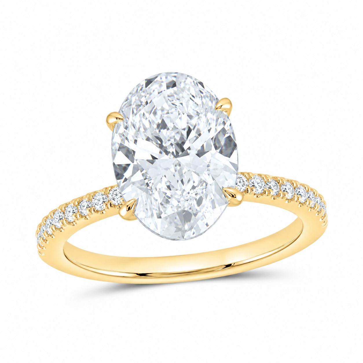 14K Yellow Gold 3 1/4 CTW Lab-Grown Diamond Oval Engagement Ring, photo 1