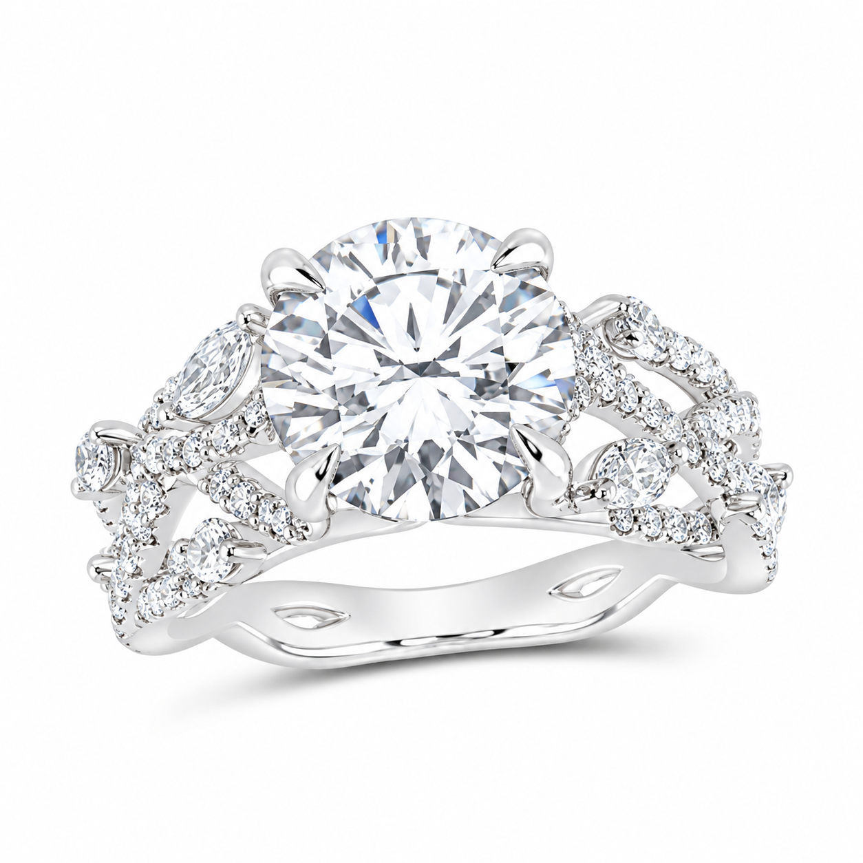 14K White Gold 3 3/4 CTW Lab-Grown Diamond Round Engagement Ring, photo 1