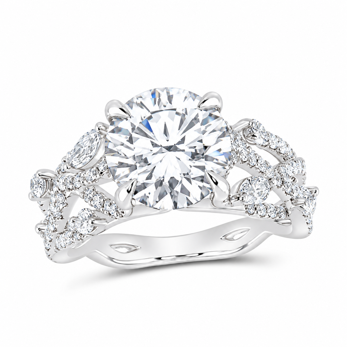 14K White Gold 3 3/4 CTW Lab-Grown Diamond Round Engagement Ring, photo 1