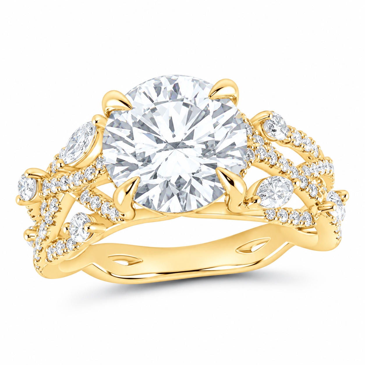 14K Yellow Gold 3 3/4 CTW Lab-Grown Diamond Round Engagement Ring, photo 1