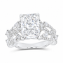 14K White Gold 3 7/8 CTW Lab-Grown Diamond Radiant Engagement Ring, photo 1