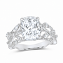 14K White Gold 3 7/8 CTW Lab-Grown Diamond Cushion Engagement Ring, photo 1