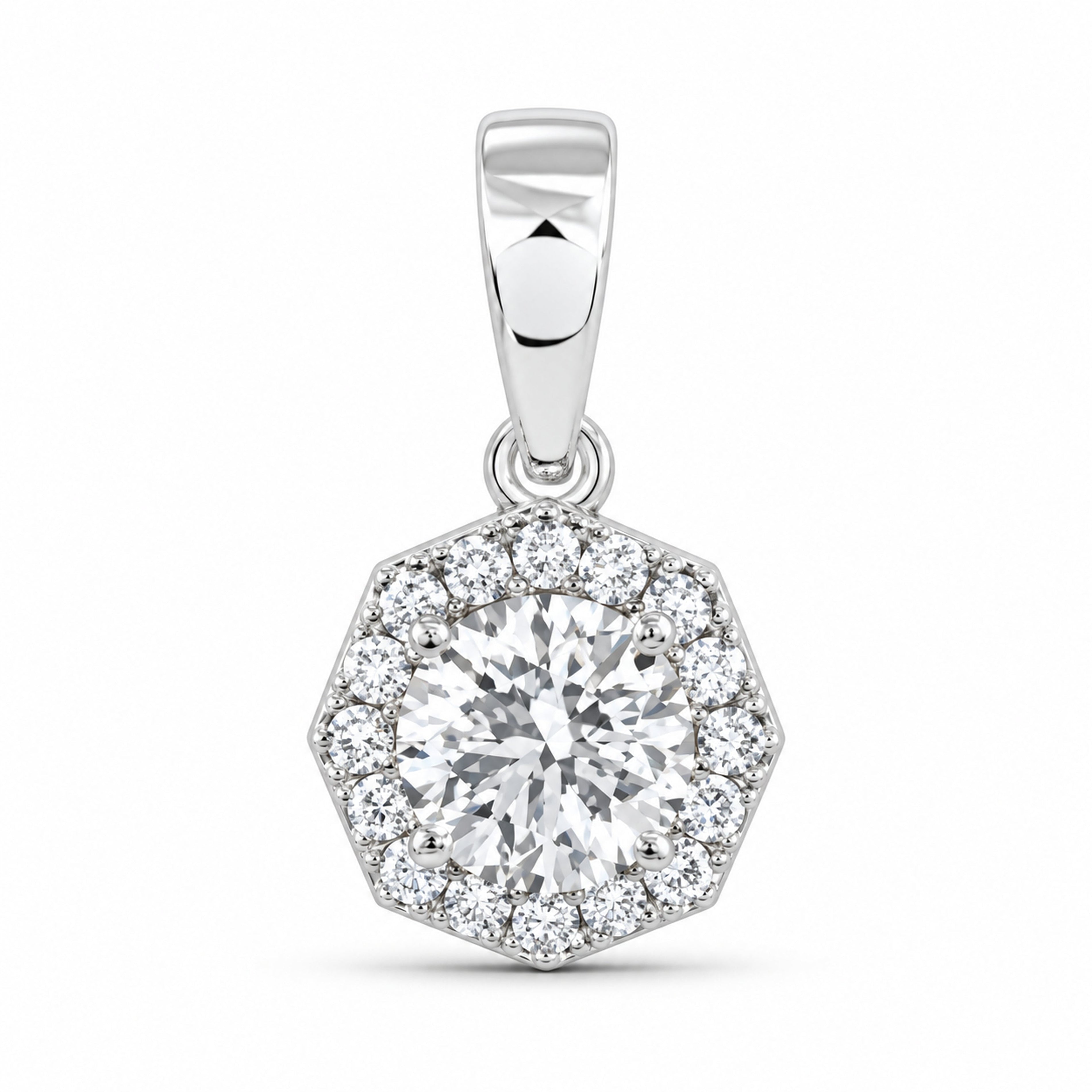 14K White Gold 1 CTW Lab-Grown Diamond Octagon Pendant