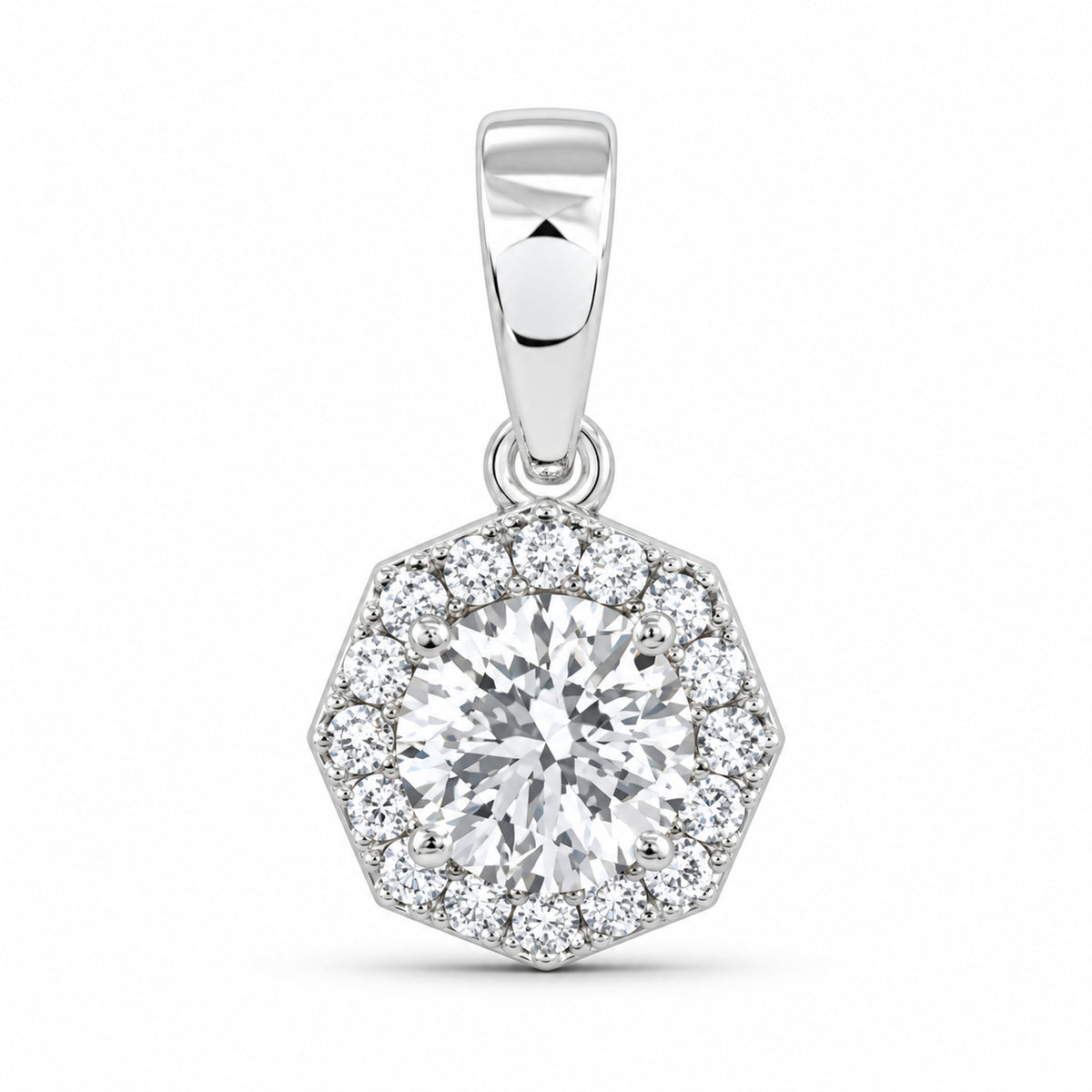 14K White Gold 1 CTW Lab-Grown Diamond Octagon Pendant