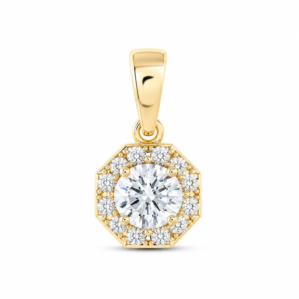 14K Yellow Gold 1 CTW Lab-Grown Diamond Octagon Pendant, photo 1