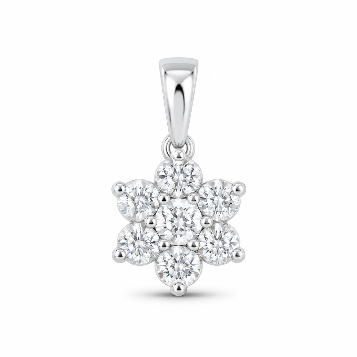 14K White Gold 3/8 CTW Lab-Grown Diamond Flower Pendant, photo 1