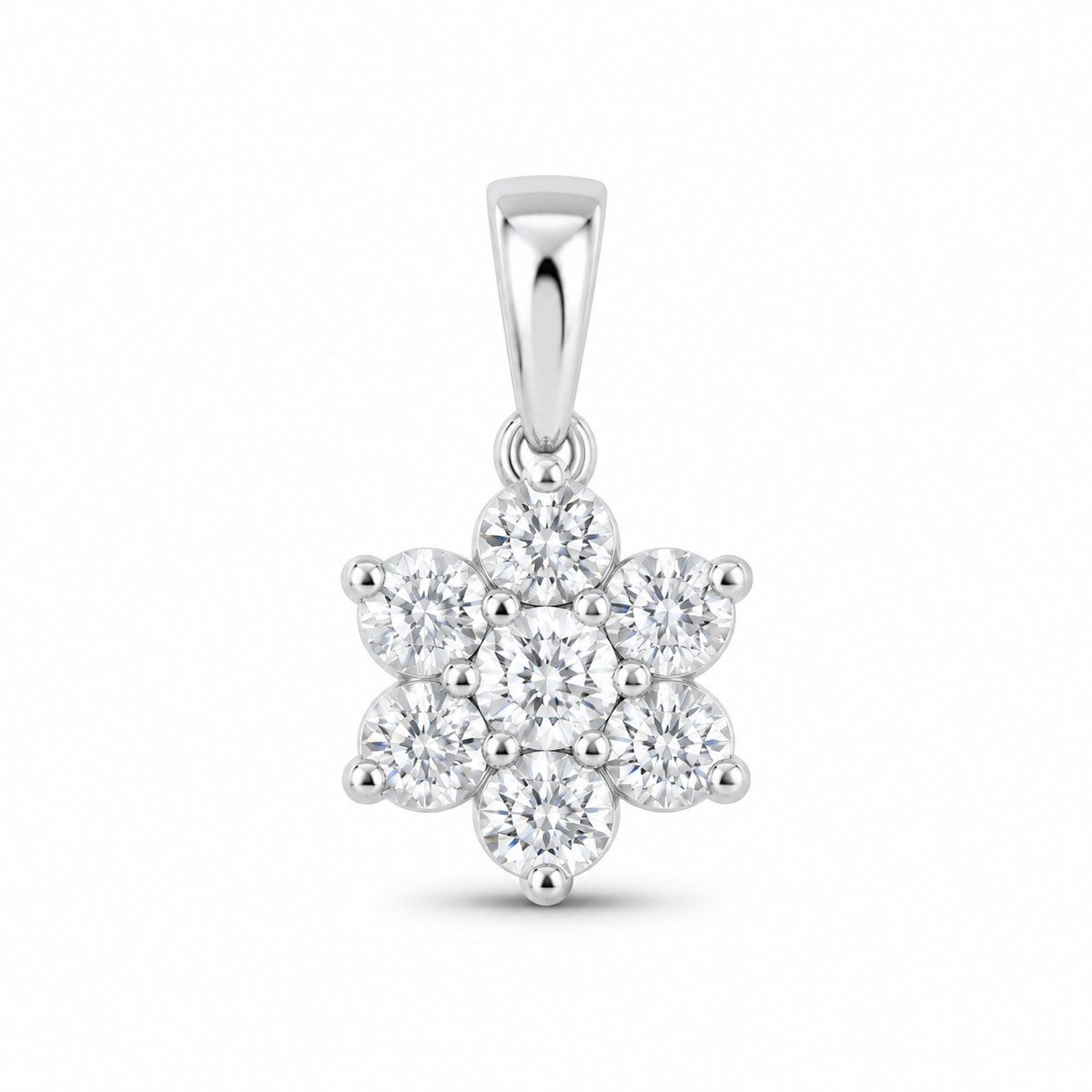 14K White Gold 3/8 CTW Lab-Grown Diamond Flower Pendant, photo 1