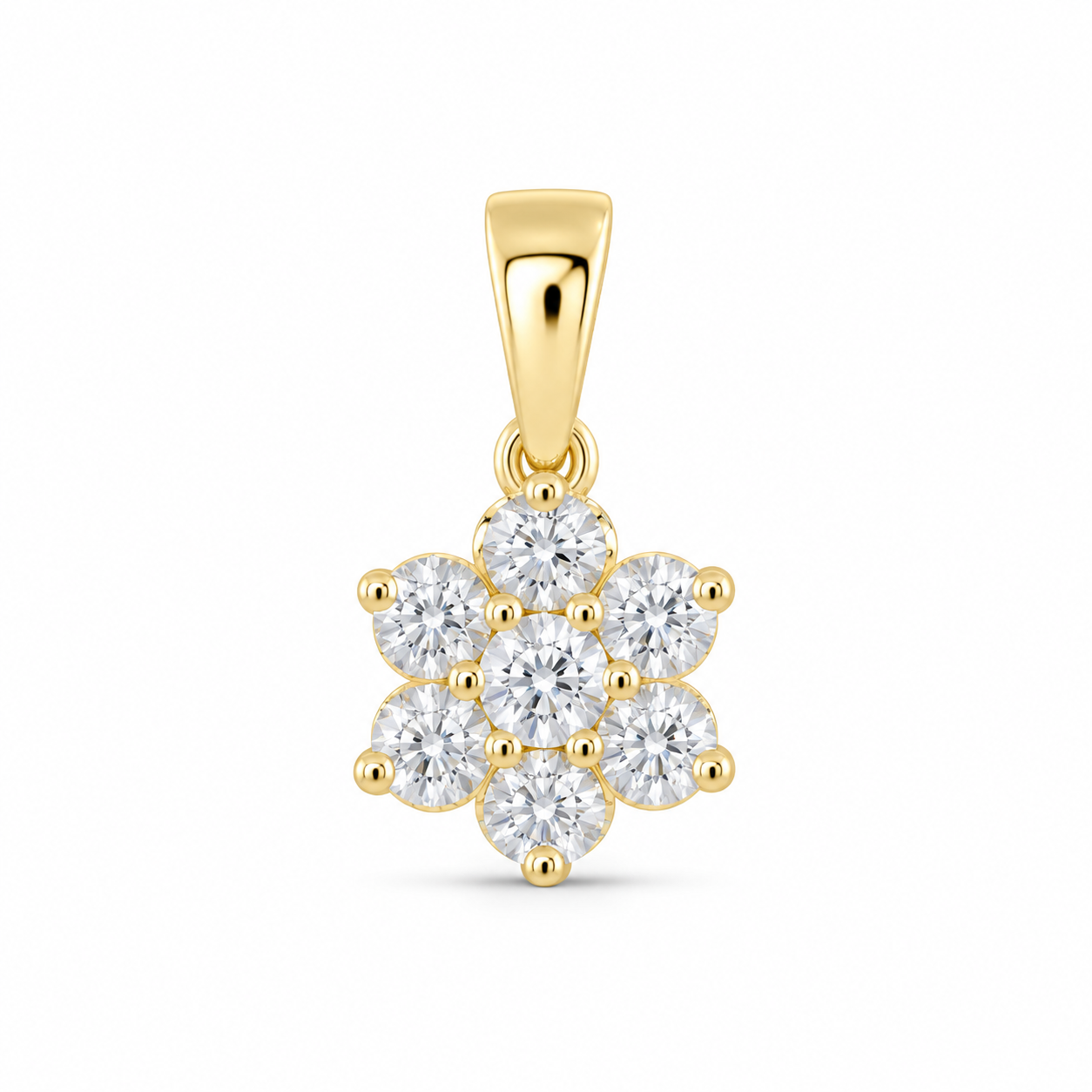 14K Yellow Gold 3/8 CTW Lab-Grown Diamond Flower Pendant, photo 1