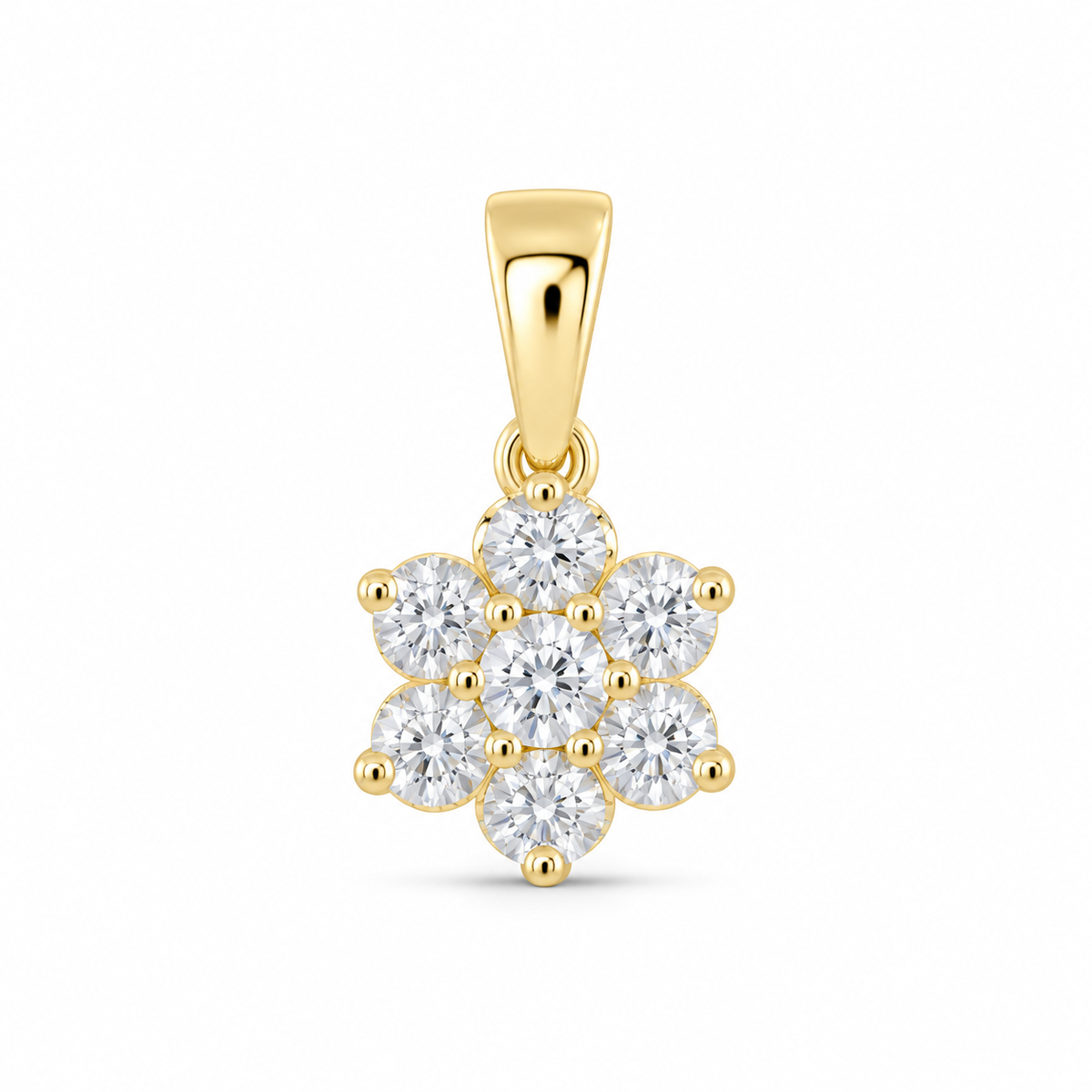 14K Yellow Gold 3/8 CTW Lab-Grown Diamond Flower Pendant, photo 1