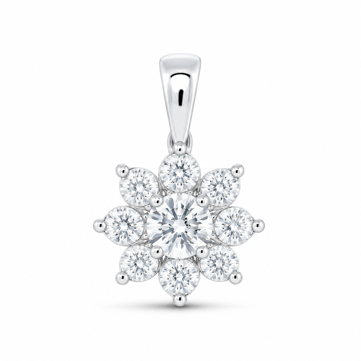 14K White Gold 1/2 CTW Lab-Grown Diamond Flower Pendant, photo 1