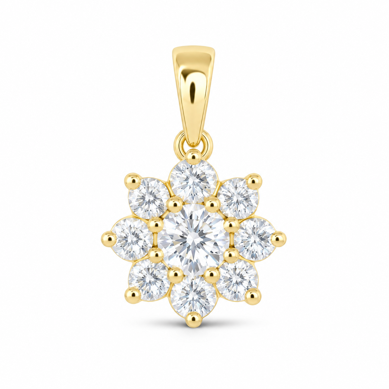 14K Yellow Gold 1/2 CTW Lab-Grown Diamond Flower Pendant, photo 1