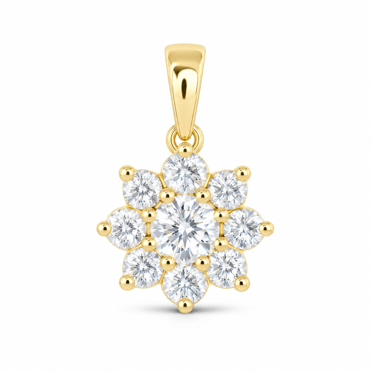 14K Yellow Gold 1/2 CTW Lab-Grown Diamond Flower Pendant, photo 1