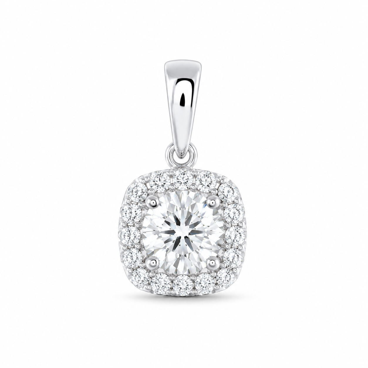 14K White Gold 1/2 CTW Lab-Grown Diamond Cushion Pendant, photo 1