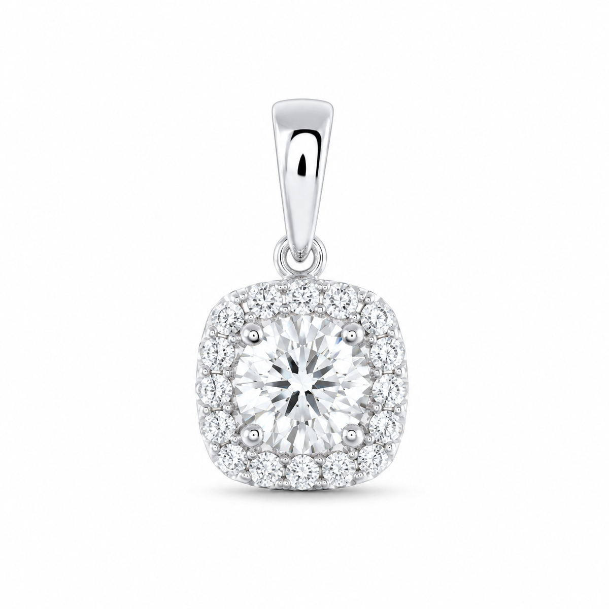 14K White Gold 1/2 CTW Lab-Grown Diamond Cushion Pendant, photo 1
