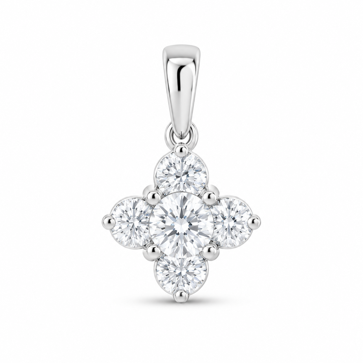 14K White Gold 1/2 CTW Lab-Grown Diamond Clover Pendant, photo 1