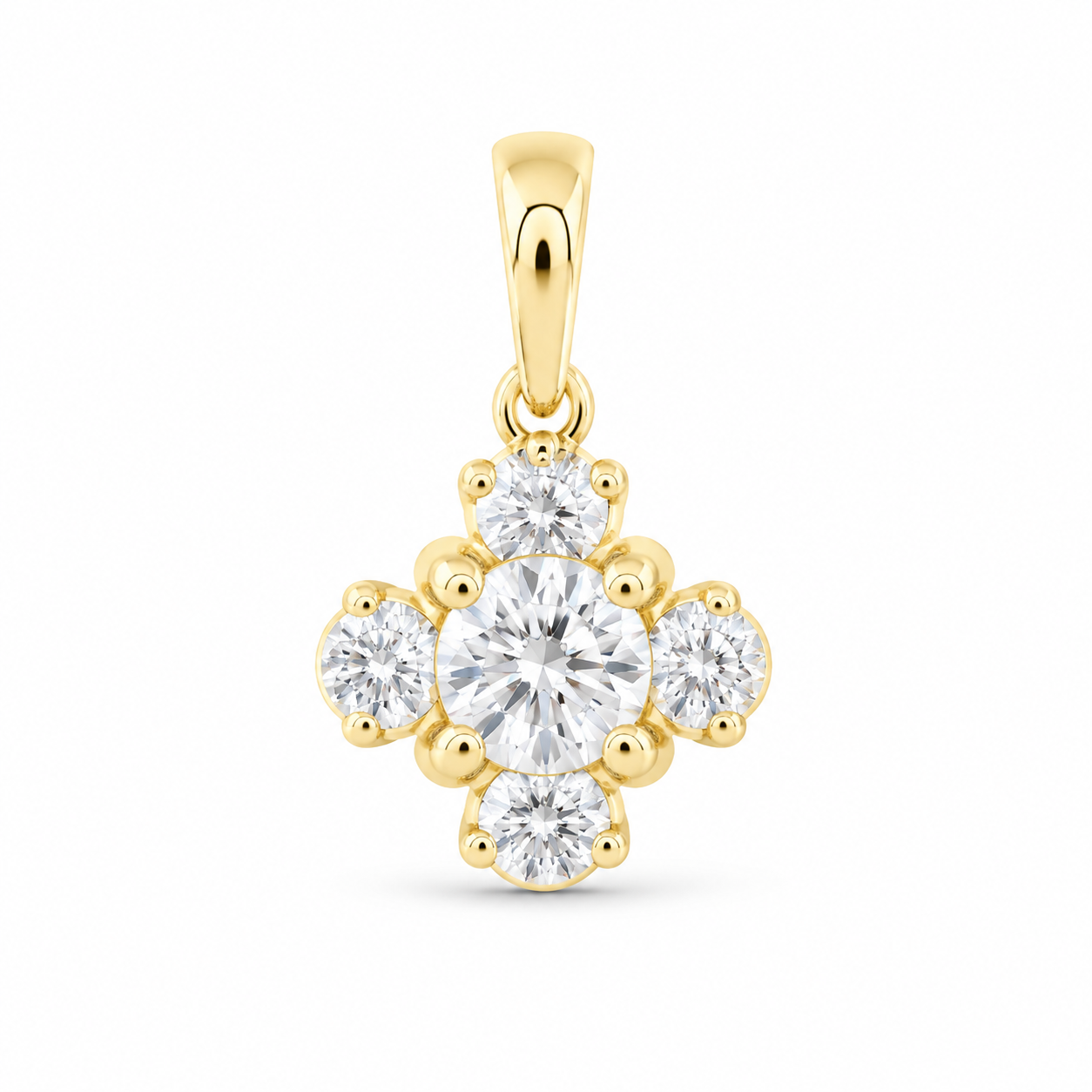 14K Yellow Gold 1/2 CTW Lab-Grown Diamond Clover Pendant, photo 1
