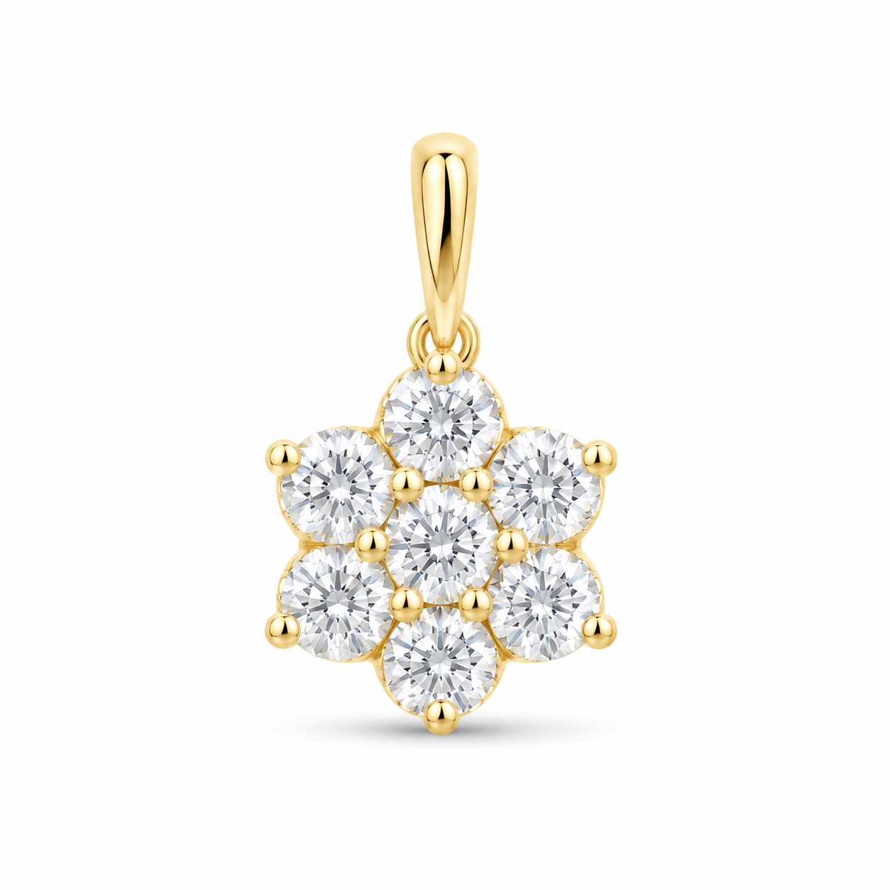 14K Yellow Gold 1 CTW Lab-Grown Diamond Flower Pendant, photo 1