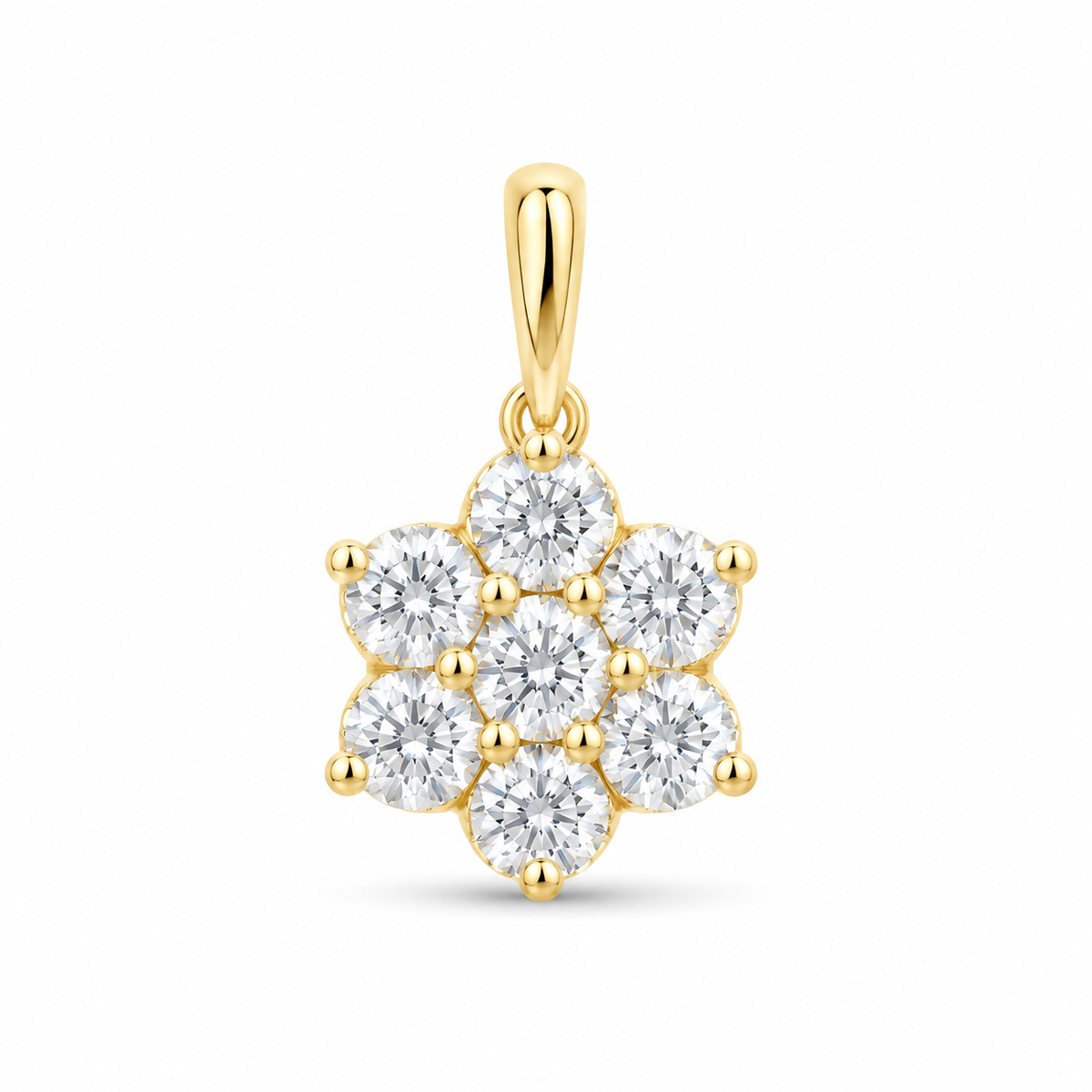 14K Yellow Gold 1 CTW Lab-Grown Diamond Flower Pendant, photo 1