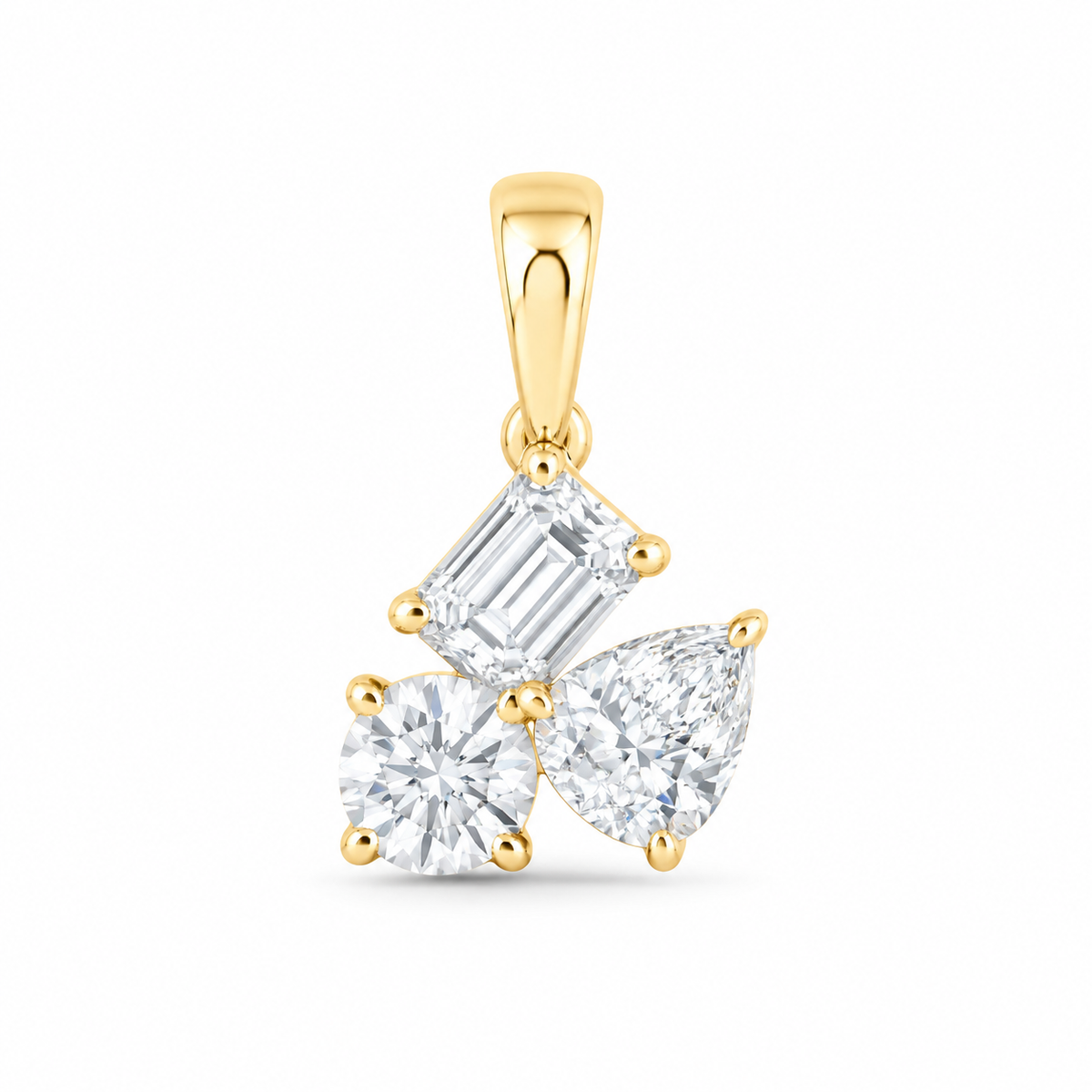 14K Yellow Gold 1 1/2 CTW Lab-Grown Diamond Three-Stone Pendant, photo 1