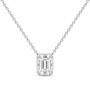 14K White Gold 1 CTW Lab-Grown Diamond Emerald Necklace, photo 1