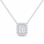 14K White Gold 1 7/8 CTW Lab-Grown Diamond Emerald Halo Necklace, photo 1
