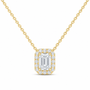 14K Yellow Gold 1 7/8 CTW Lab-Grown Diamond Emerald Halo Necklace, photo 1