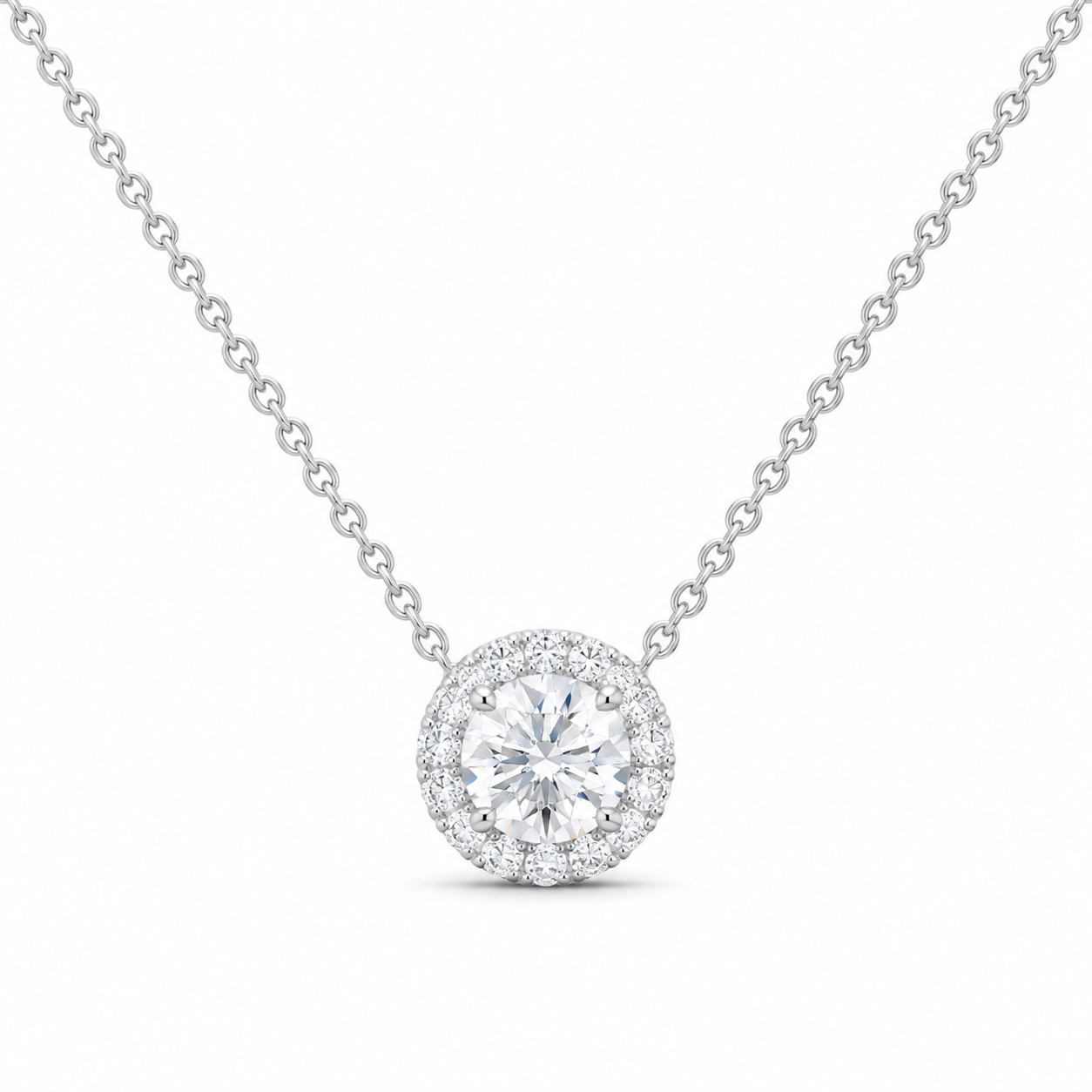 14K White Gold 1/2 CTW Lab-Grown Diamond Round Necklace, photo 1