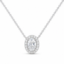 14K White Gold 7/8 CTW Lab-Grown Diamond Oval Halo Necklace, photo 1