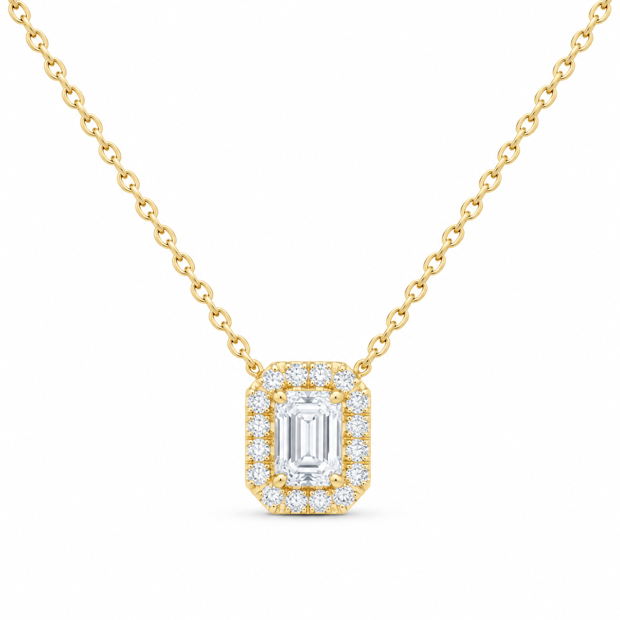 14K Yellow Gold 1/2 CTW Lab-Grown Diamond Emerald Necklace, photo 1