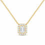 14K Yellow Gold 7/8 CTW Lab-Grown Diamond Emerald Halo Necklace, photo 1