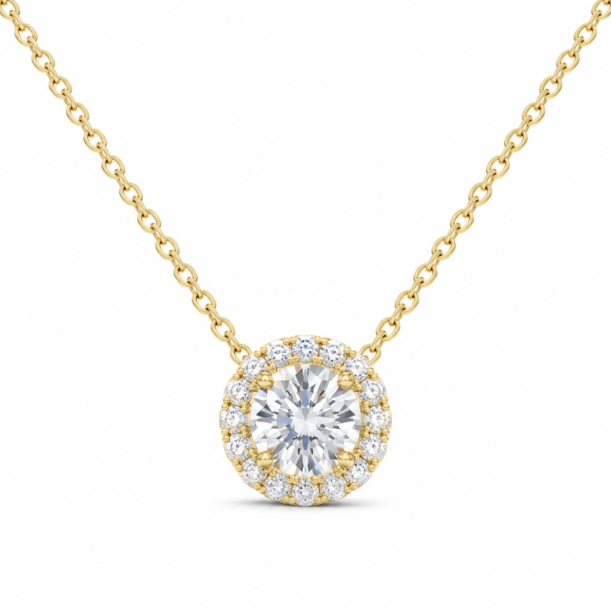 14K Yellow Gold 1 CTW Lab-Grown Diamond Round Necklace, photo 1