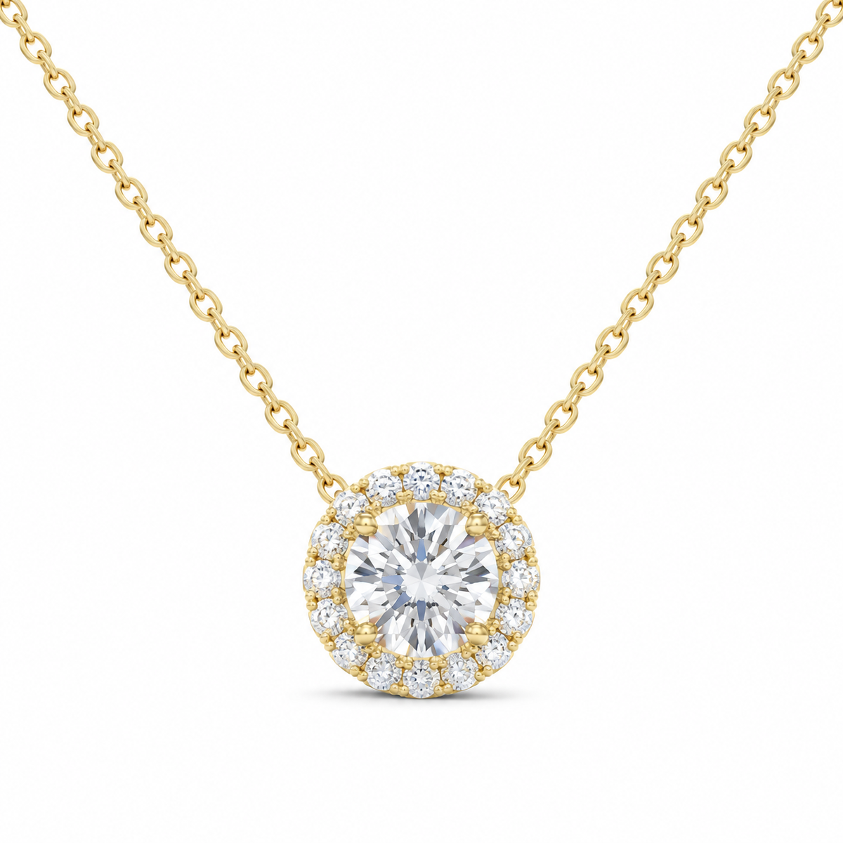 14K Yellow Gold 1 CTW Lab-Grown Diamond Round Necklace, photo 1