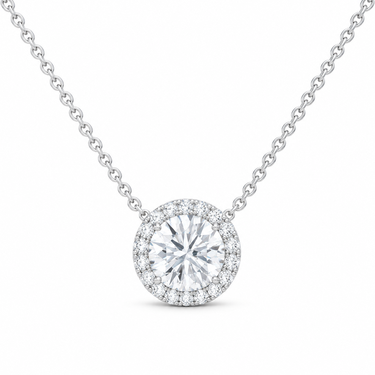 14K White Gold 2 CTW Lab-Grown Diamond Round Necklace, photo 1