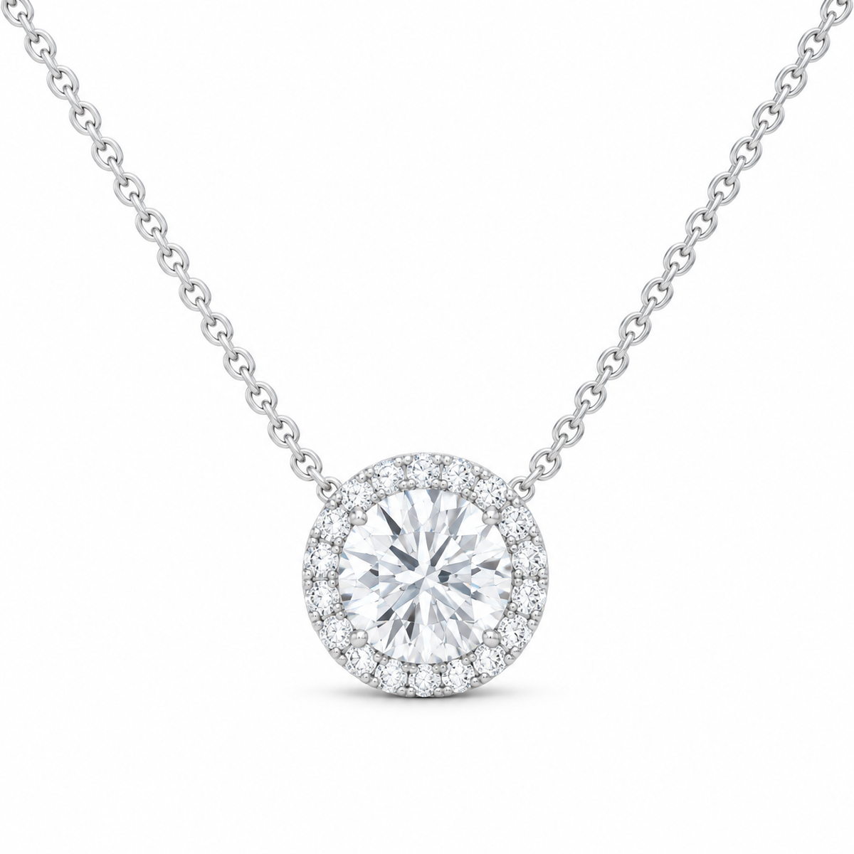14K White Gold 2 CTW Lab-Grown Diamond Round Necklace, photo 1