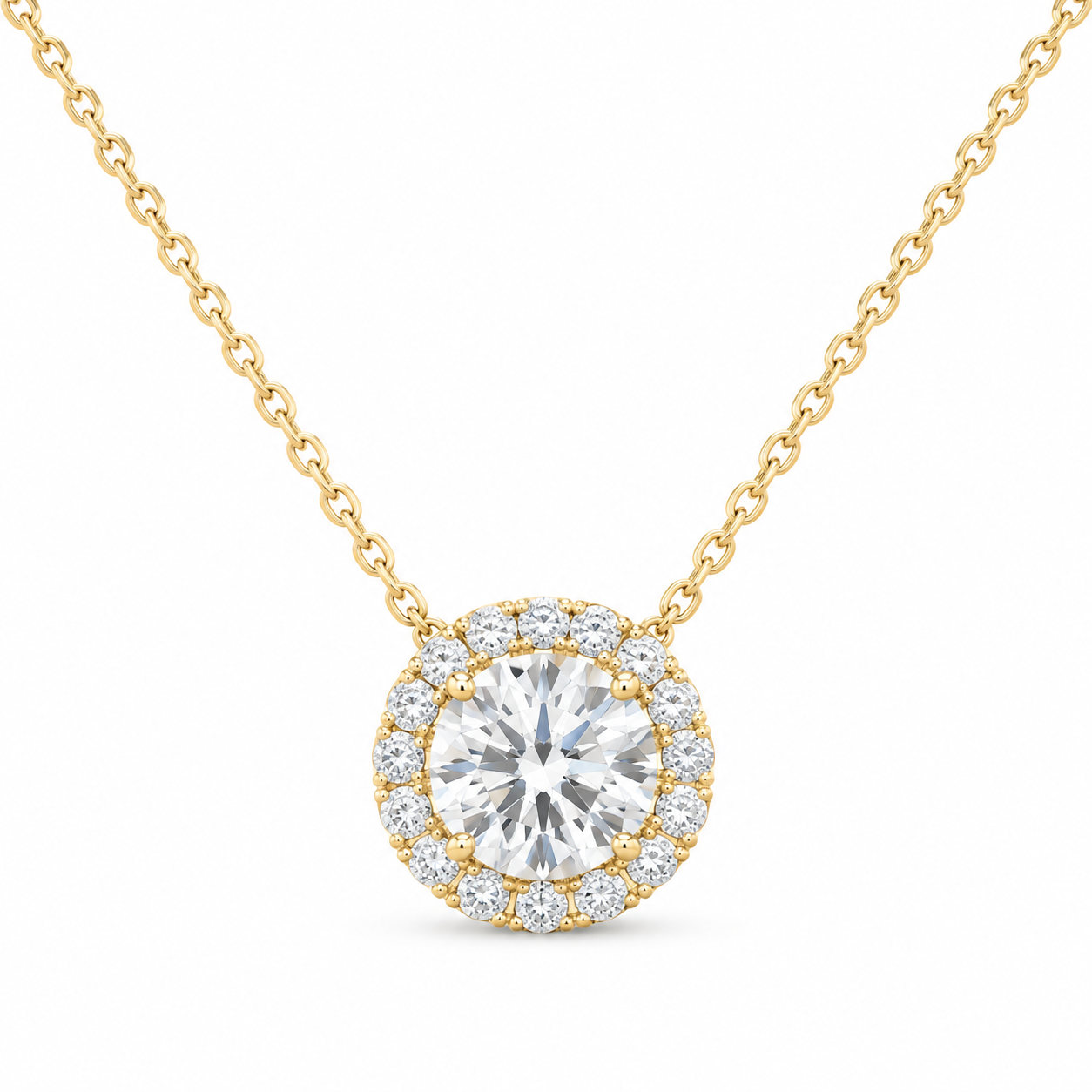14K Yellow Gold 2 CTW Lab-Grown Diamond Round Necklace, photo 1