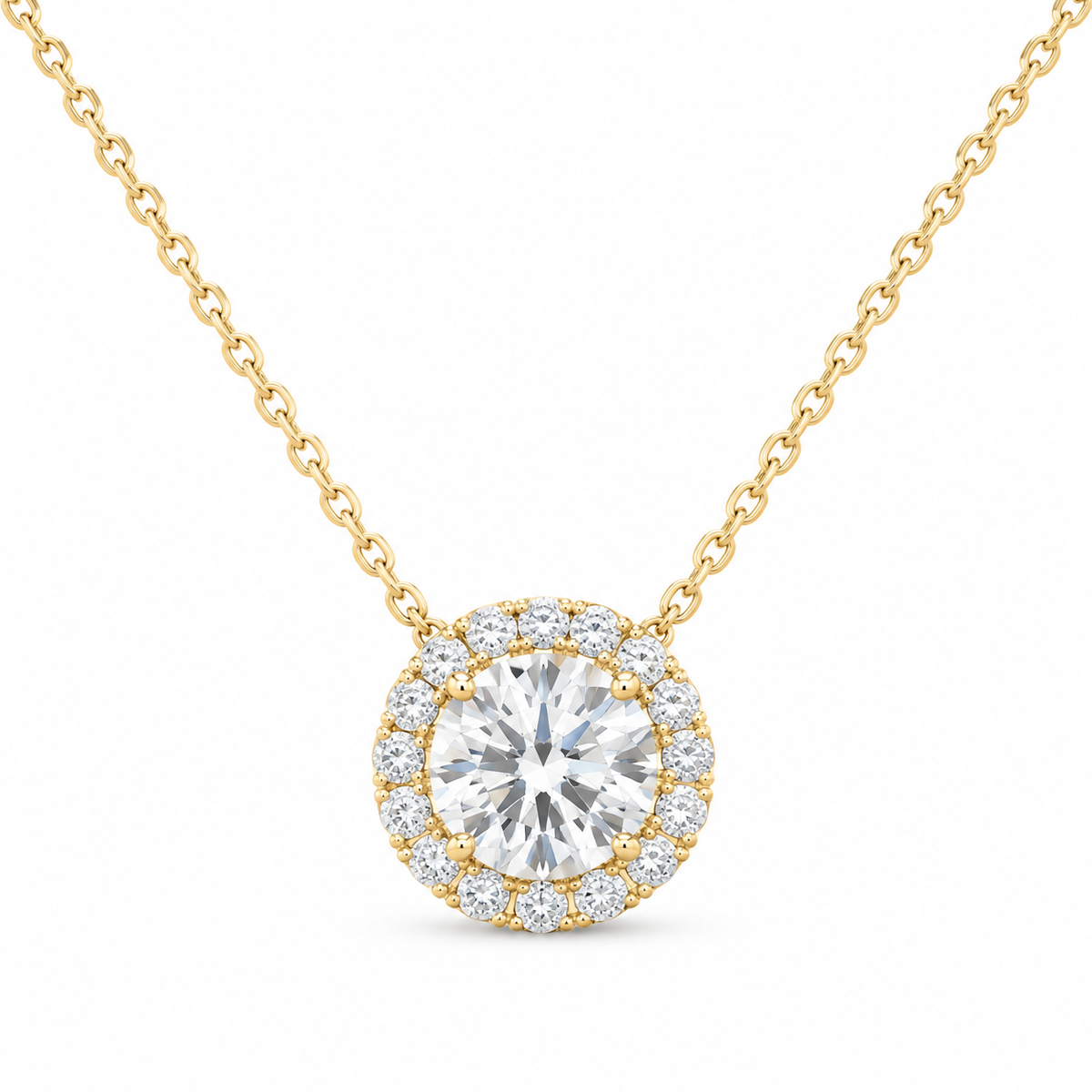 14K Yellow Gold 2 CTW Lab-Grown Diamond Round Necklace, photo 1