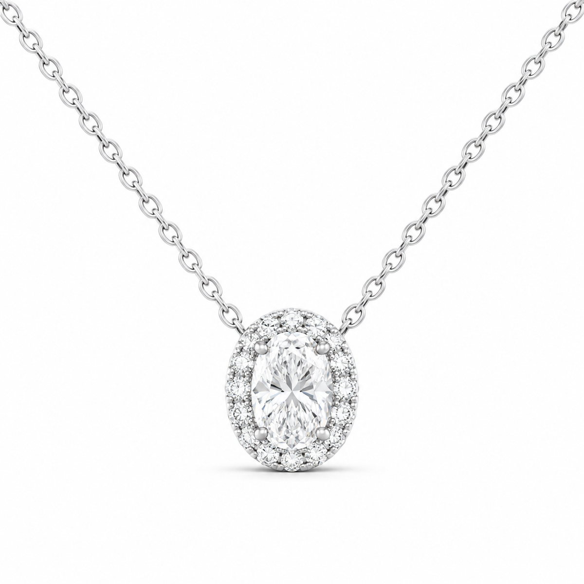 14K White Gold 1/2 CTW Lab-Grown Diamond Oval Necklace, photo 1